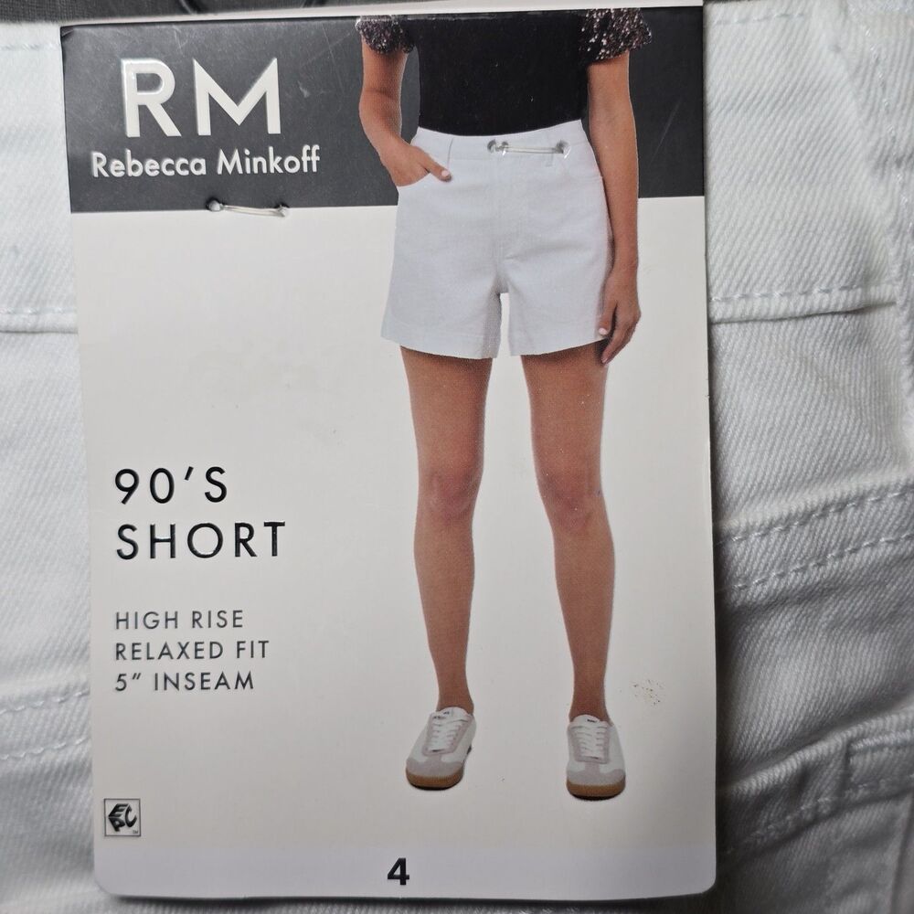 RM Rebecca Minkoff Women's High Rise 90s Shorts White Size 4 NWT Defect - Picture 7 of 11